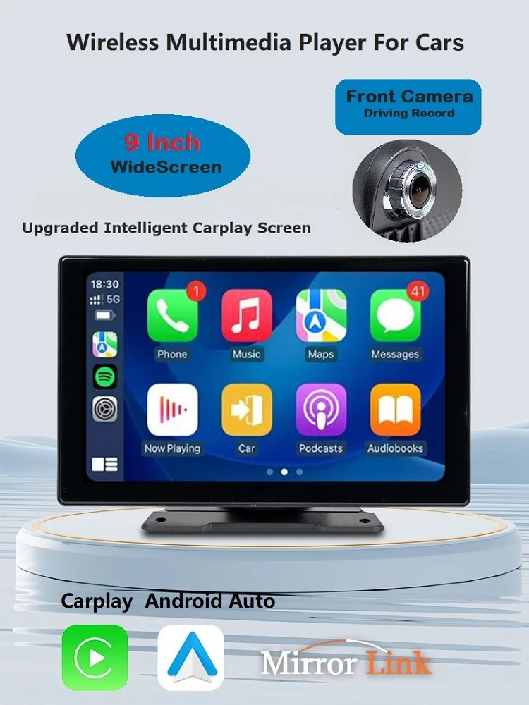 9 Inch Smart Carplay Screen Android Auto Wireless Multimedia Player Portable Car Stereo DashCam Voice Control Car Audio Systems