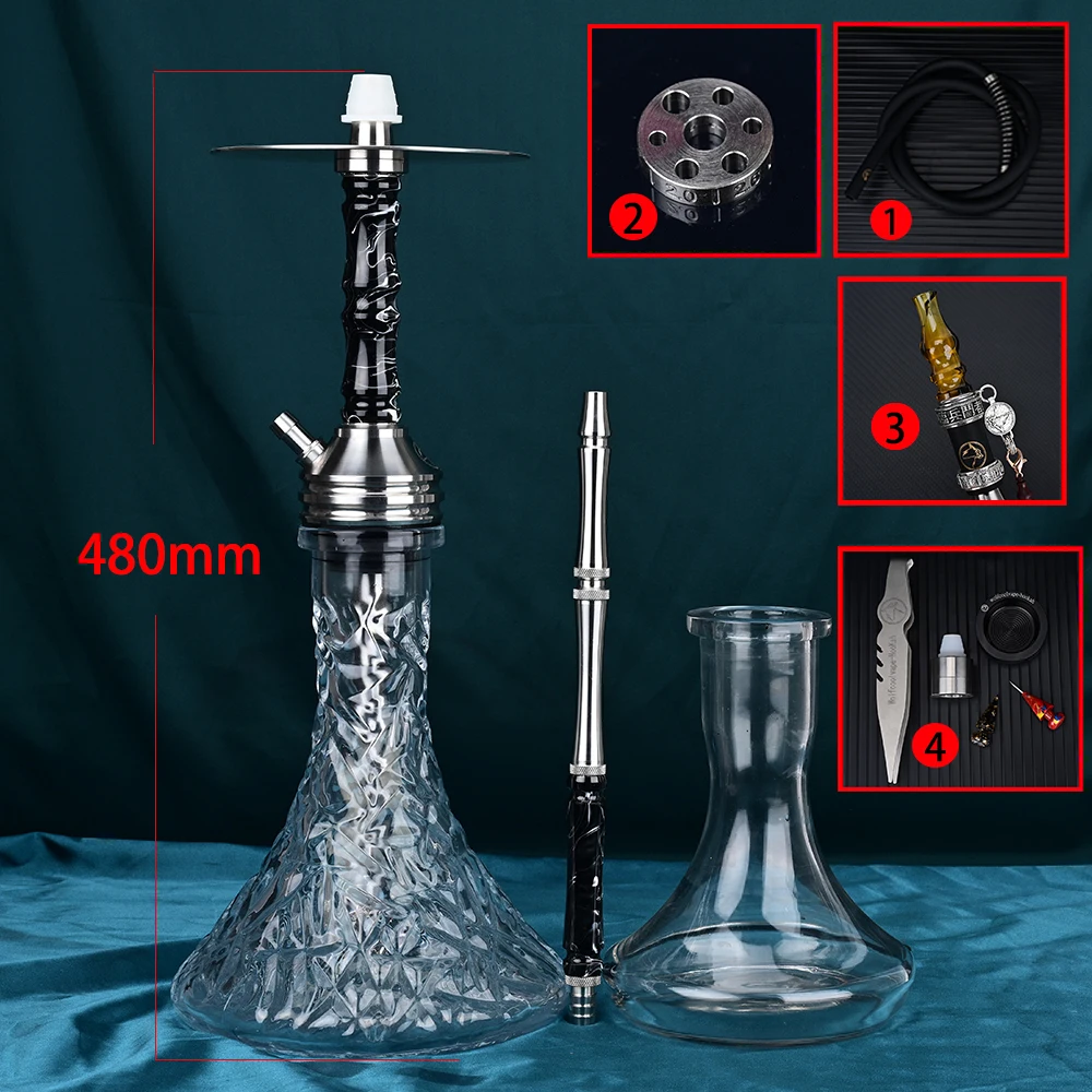 Wolfcoolvape Hookah Shisha Pipe kit original high quality hookah single tube pot resin stainless steel hookah pot complete set