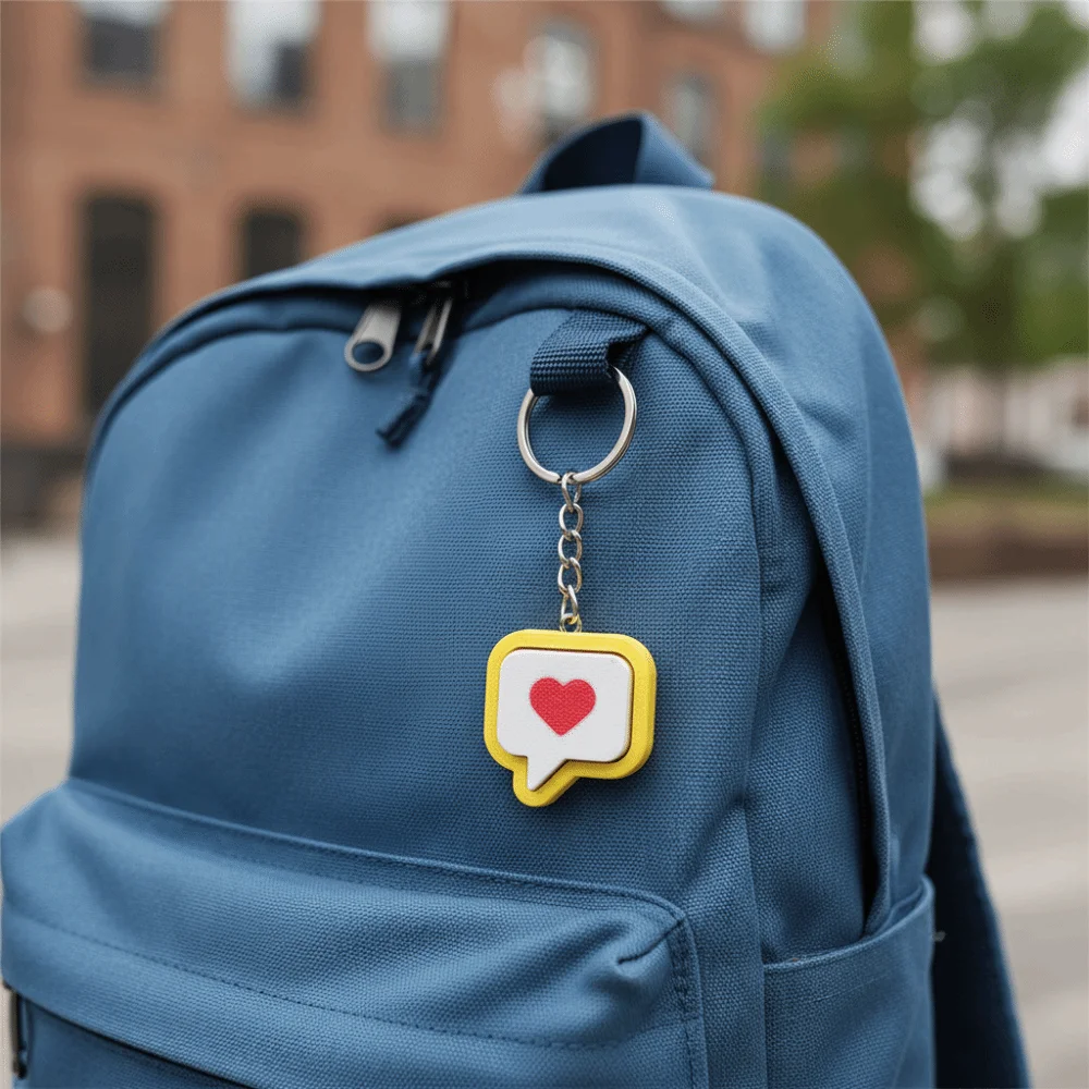 3D Printed Heart Message Fidget Clicker Keychian Stress-Relief Plastic Like Design Finger Press Keychian Yellow