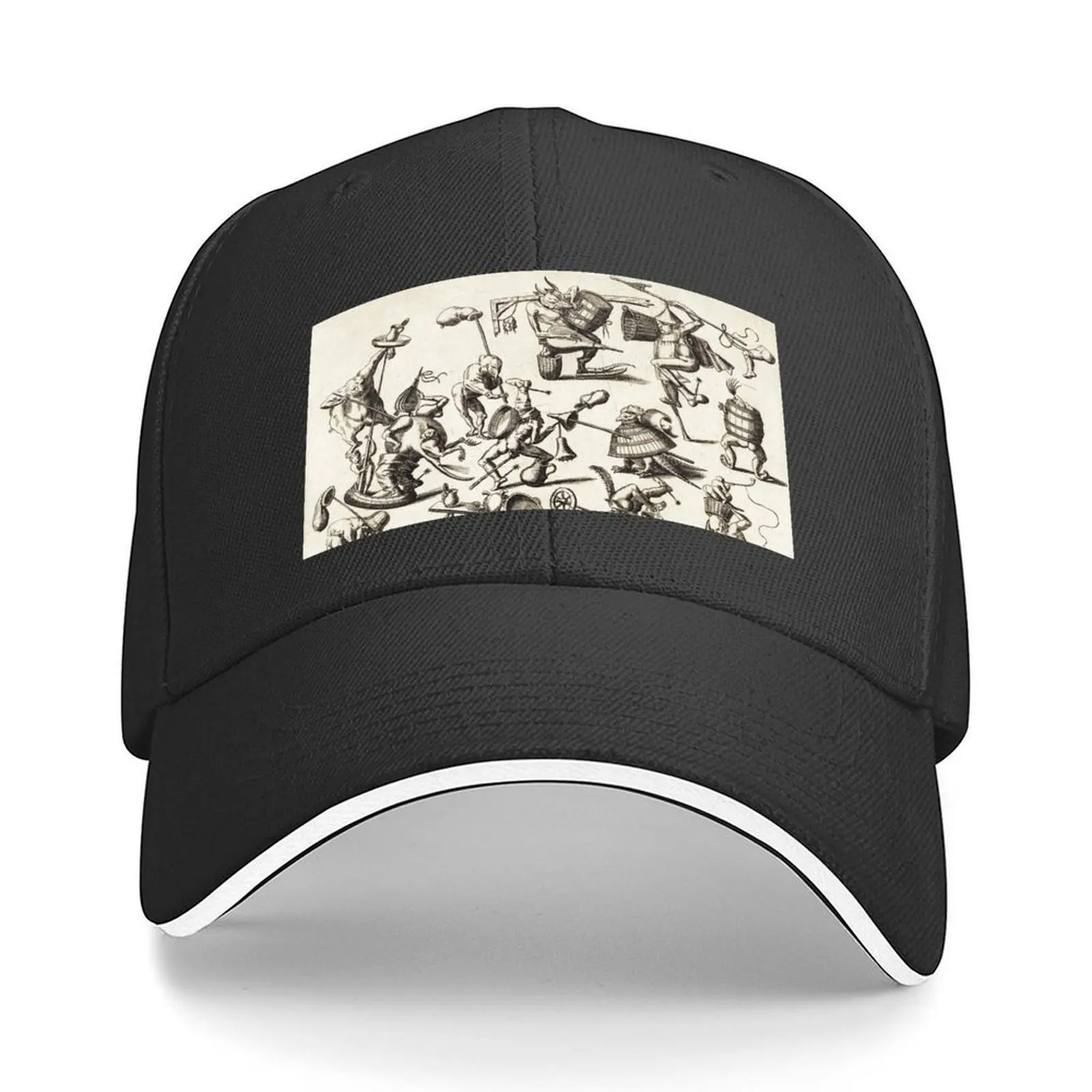 

HIERONYMUS BOSCH BESTIARY Black White Fantasy Figures,Monsters and Animals Baseball Cap Sunscreen Women's Hats Men's