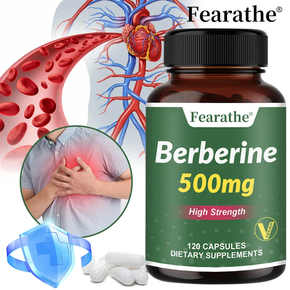 High-concentration berberine hydrochloride supplement - 500 mg - supports blood sugar and cholesterol levels - energy metabolism