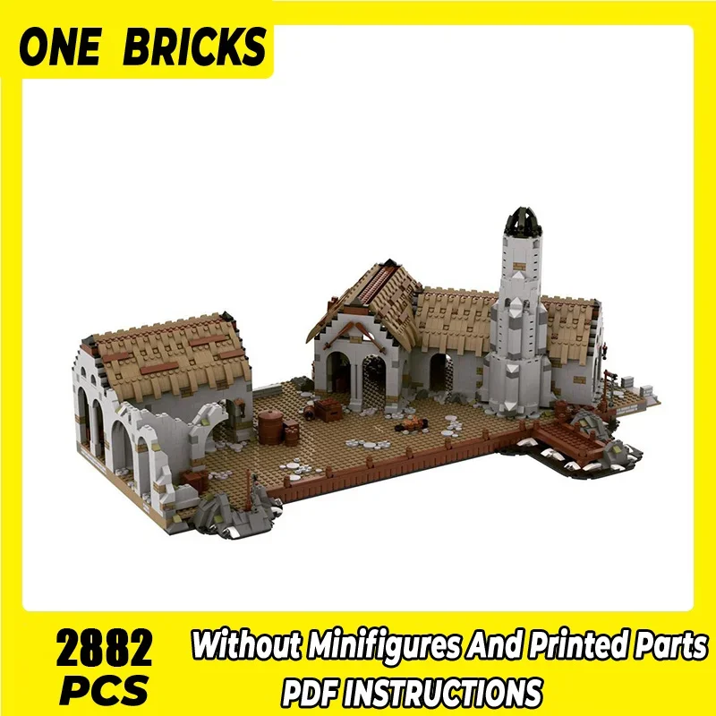 Briques de château magiques pour enfants, anneaux magiques, scène de film Moc, nuits de construction, UCS, modèle de port médiéval, assemblage de bricolage, vue sur la rue, jouet cadeau pour enfant