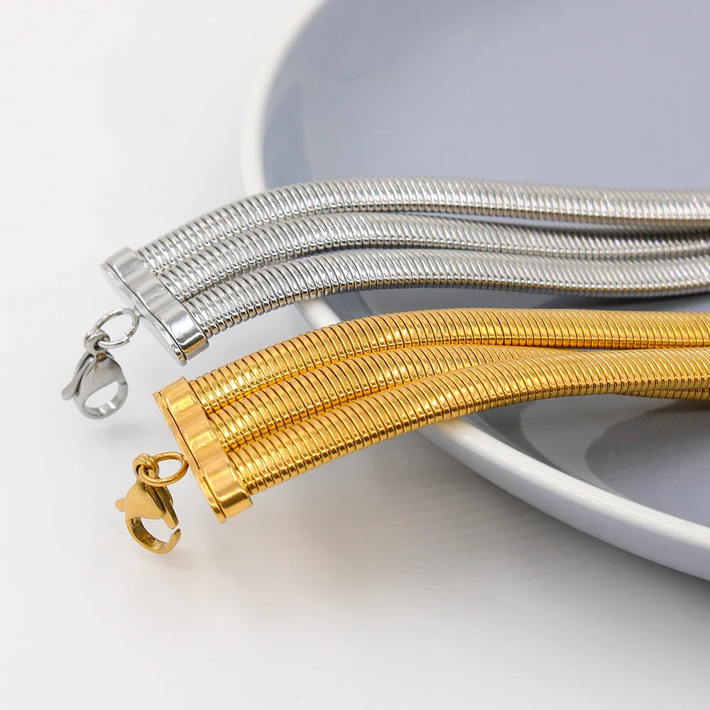 18k Gold Plated Stainless Steel Punk Necklaces Vintage Gypsy Elastic Multi-layer Choker For Women Girl Fashion Aesthetic Jewelry