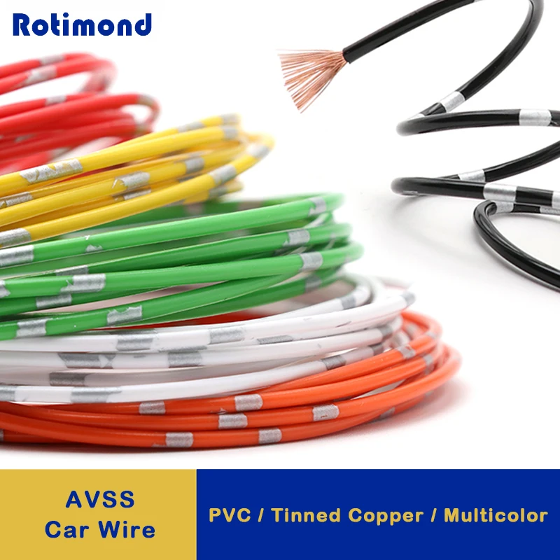 

5/50/100m AVSS Car Wire 24 22 20 18 16 14 13AWG OFC Oxygen-free Copper Thin PVC Insulation Speaker Audio Cable Automotive Wires