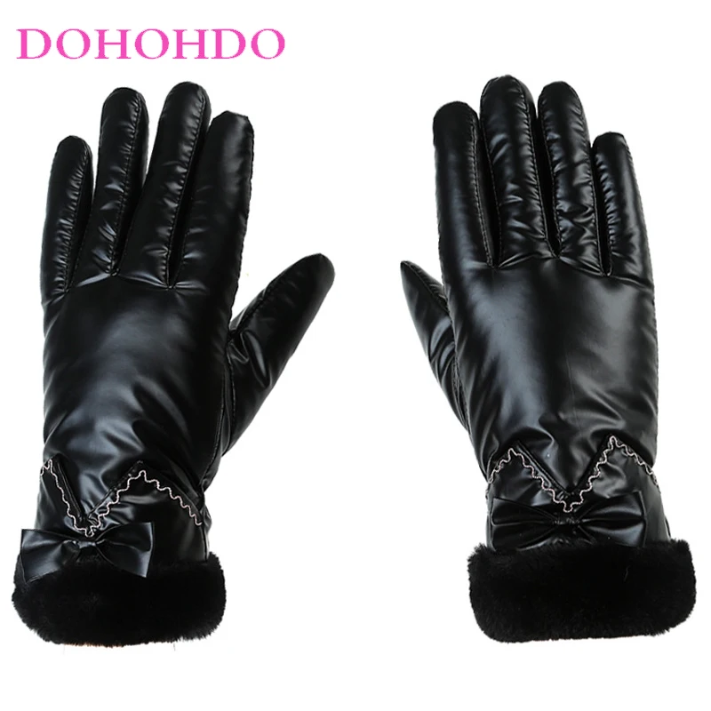 

Black Gloves Female Winter Plus Velvet Thickening Touch Screen Gloves Outdoor Waterproof Windproof Warm Riding Motorcycle Gloves