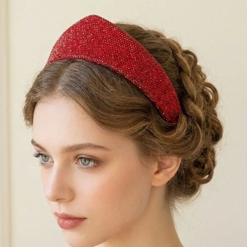 Simple Elegant Crown Headband Leopard Print Baroque Sponge Hairband Headwear British Rhinestone Hair Hoop Wedding