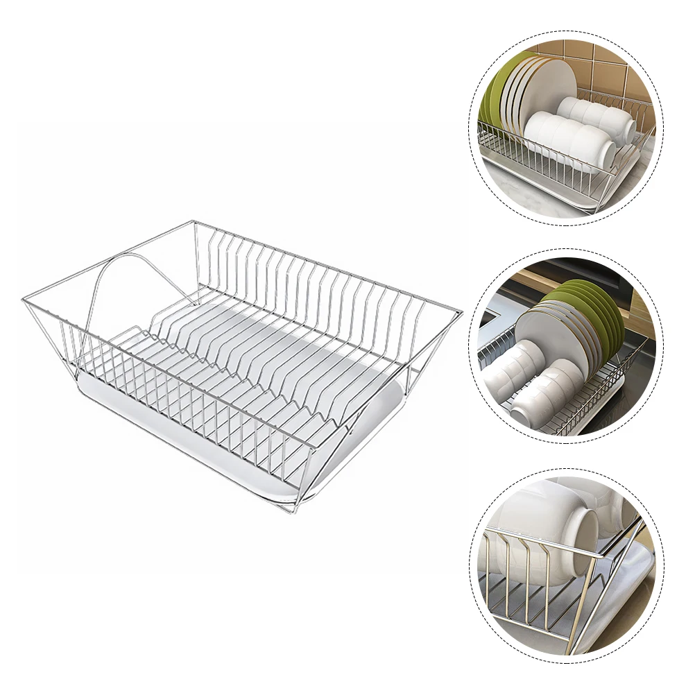 

Drying Stainless Steel Dish Drain Rack Vegetables Storage Basket Draining Cutlery