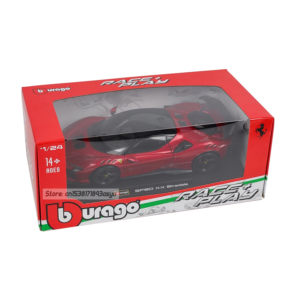 Bburago 1:24 Ferrari SF90 XX STRADALE, Vehículo de Lujo de Aleación con Licencia Oficial, Modelo de Auto Fundido a Presión, Juguete de Colección, Regalo, Tres Colores