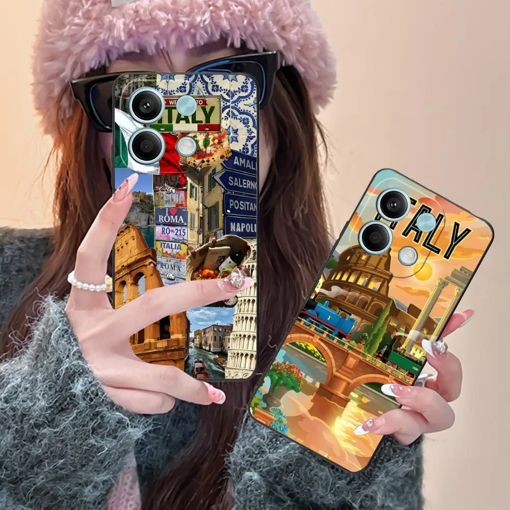 إيطاليا العلم المحمول قضية الهاتف الخليوي ل Xiaomi Redmi ملاحظة 14 13 12 11 S برو زائد 4G 5G الملونة الطباعة غطاء غطاء فاخر #2