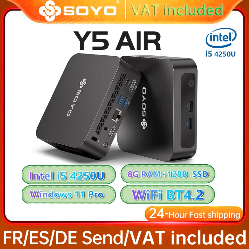 SOYO Mini PC Y5 AIR Intel i5 4250U 8GB RAM GB ROM Windows 11 Pro WiFi BT4.2 topcomputer