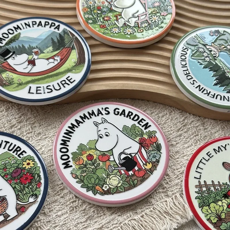 Hot Kawaii Anime Moomins Series 10.3cm Coaster Cartoon Character Creativity 3D Printed Pattern Coaster Household Goods