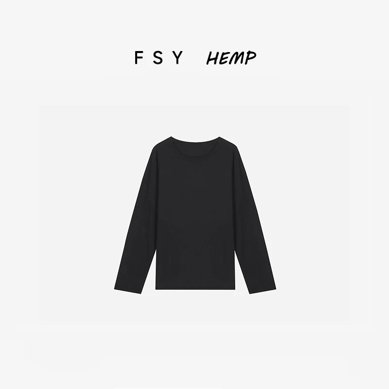 

Casual Cotton Linen Long Sve Women's T-irt Thin Sle Spring New Arrival Comfortable Breathable round Ne Top