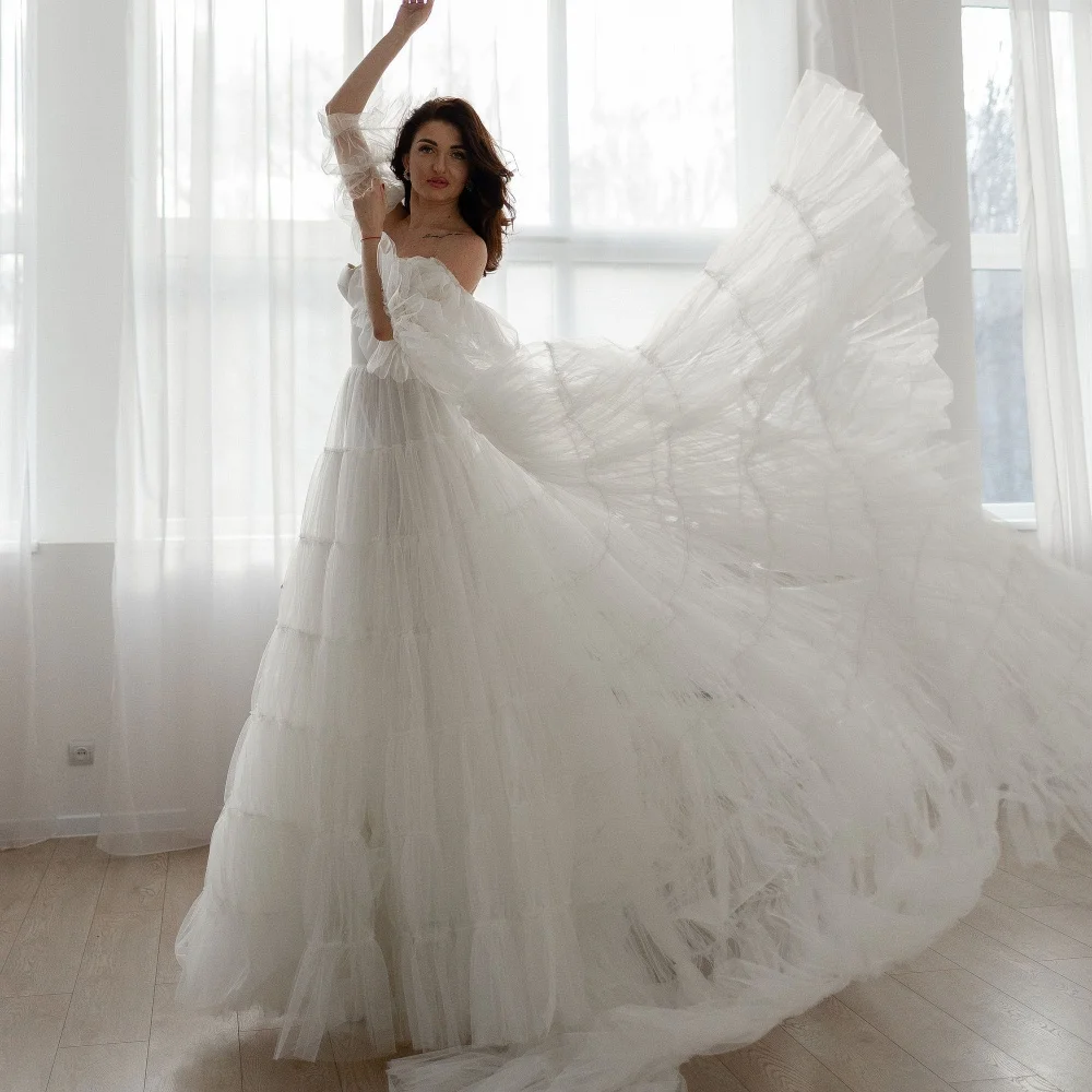 Simple Tulle ชุดแต่งงานสาย Sweetheart ปิดไหล่ชุดเจ้าสาวภาพลวงตา Elegant ชุดเจ้าสาว Vestido De Novia