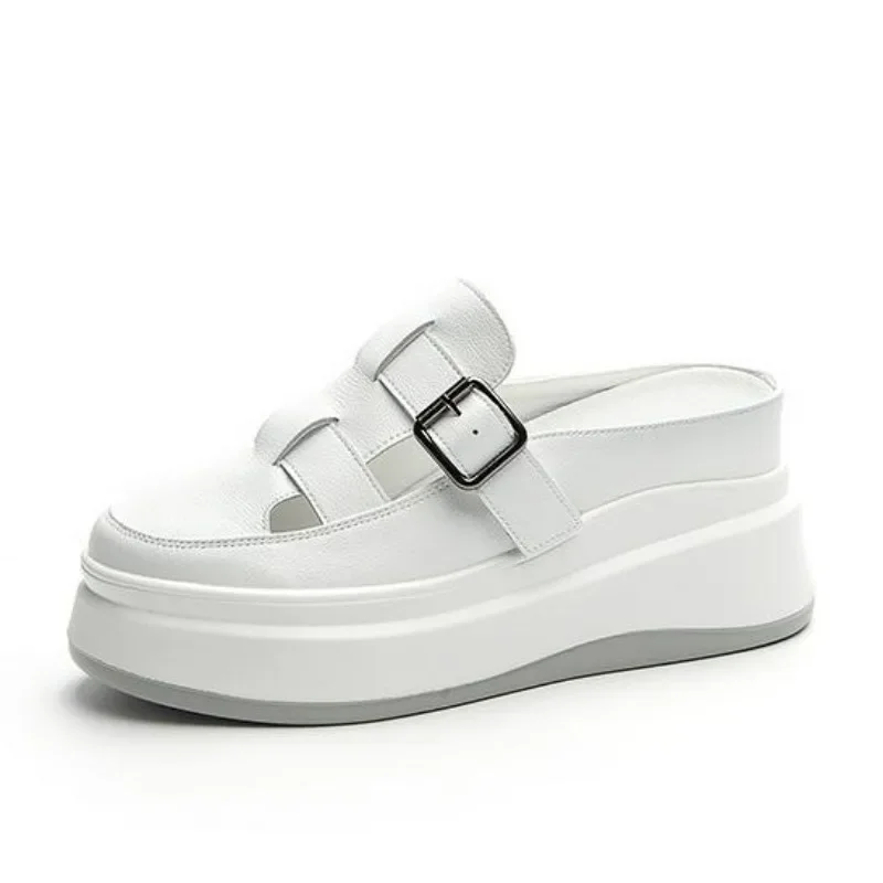 

Летние дышащие туфли-лодочки из лакированной натуральной кожи на платформе 7,5 см, весна 2023, тапочки Мэри Джейн на массивном каблуке