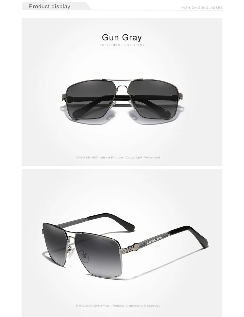 KINGSEVEN Design Sonnenbrille Für Männer/Frauen Neue Polarisierte UV400 Beschichtung Optische Linse Auto Reset Quadratischen Rahmen Fahren Brillen – Detail 5