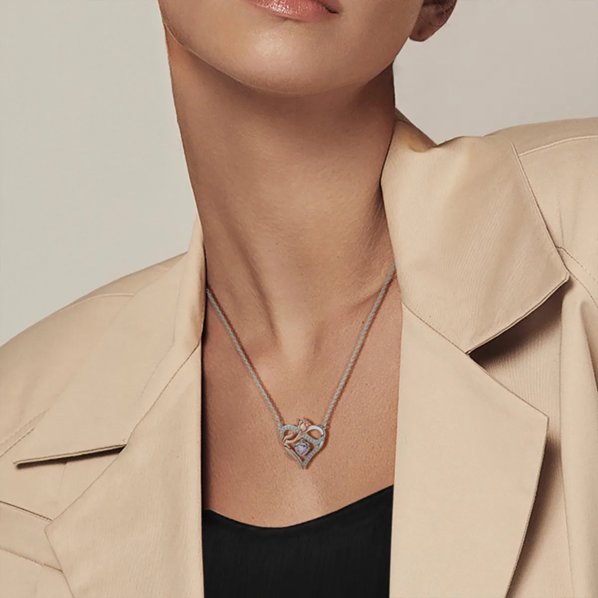 حار بيع الأصلي 925 الاسترليني قلادة فضية الوردي القوس القلب القمر فراشة قلادة الأزياء قلادة سحر الكلاسيكية DIY هدية