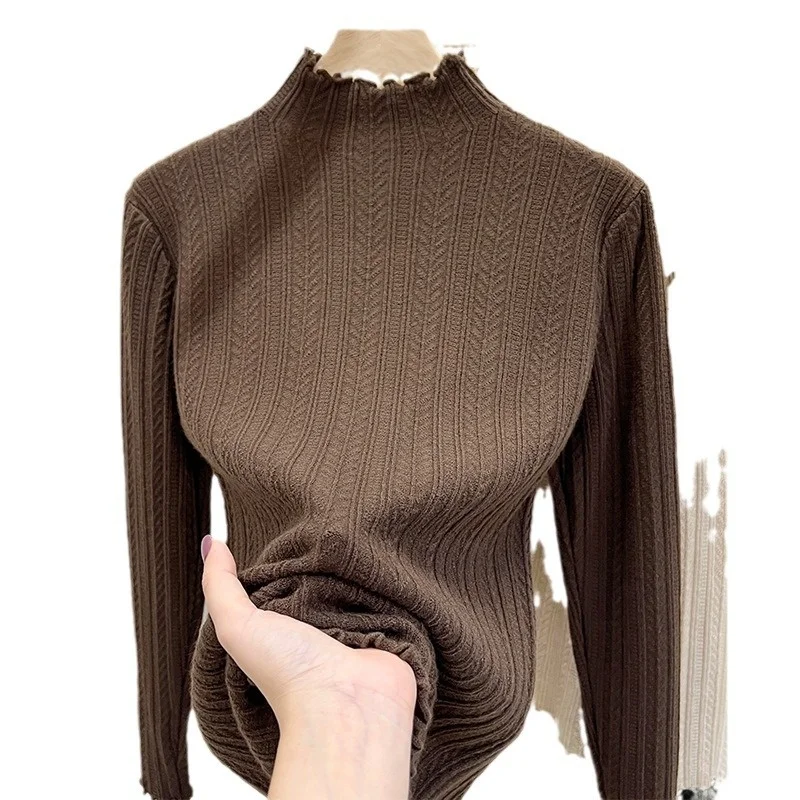 Winter Season New Sle Knitted Sweater Wooden  f High Collar Base Layer White Sweater Women's Faion Premium Quali