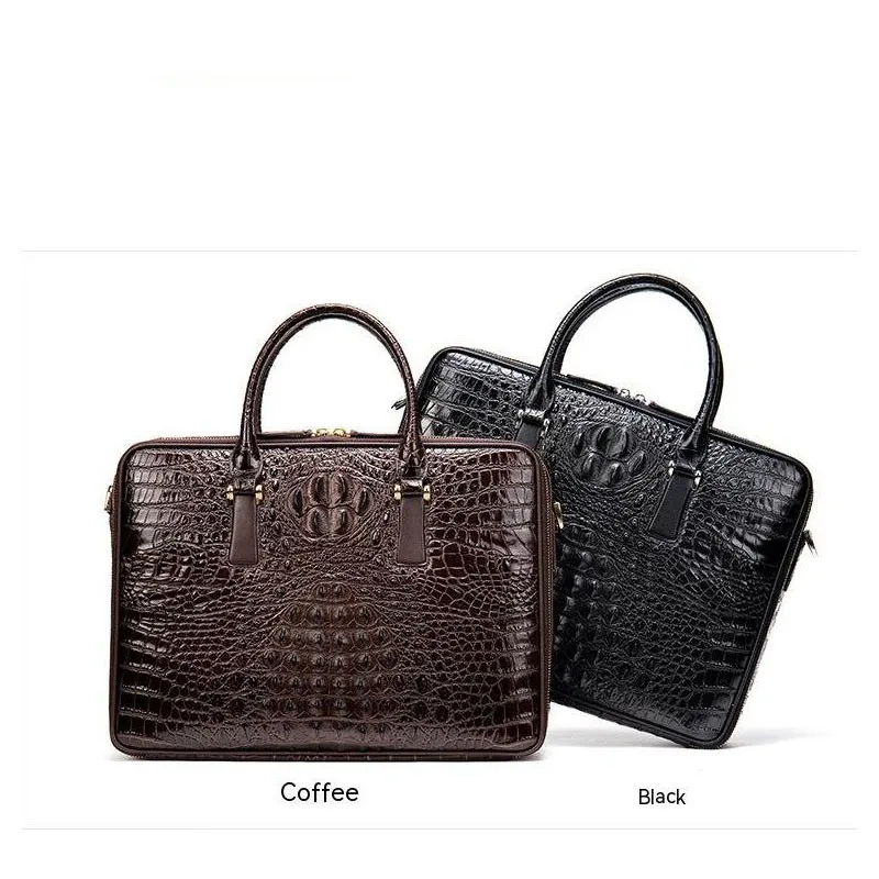 Men's Briefcase Leather Crocodile-print Tote Bag 14 Inch Computer Business Cross-body Bag