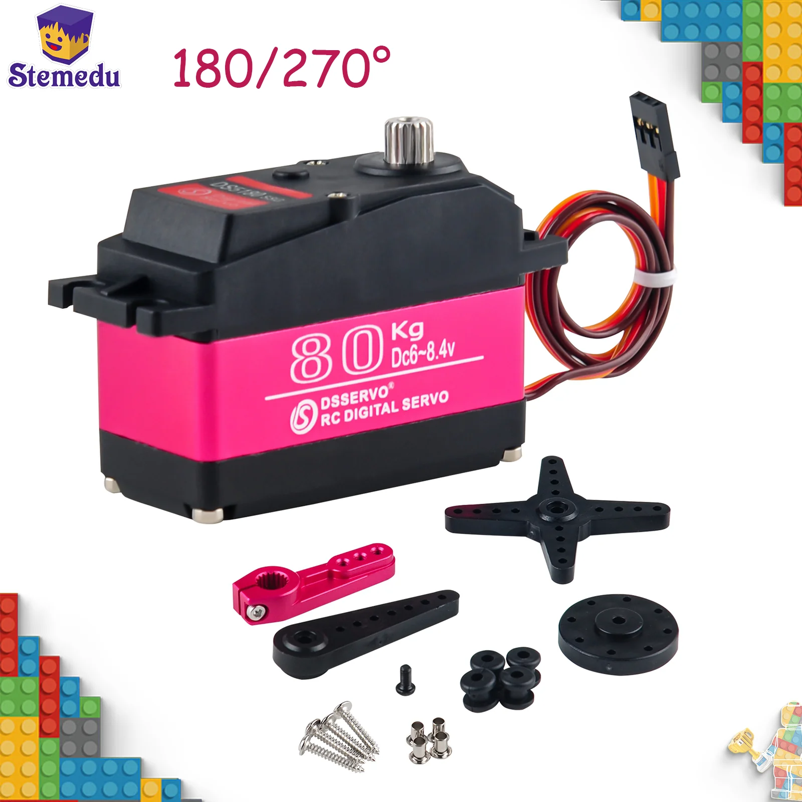 80kg.cm Digital Servo High Torque 7,4V Motor Metall Roboter 180/270 Grad Wasserdicht IP66 mit Arm für HPI Baja 5B SS RC Auto