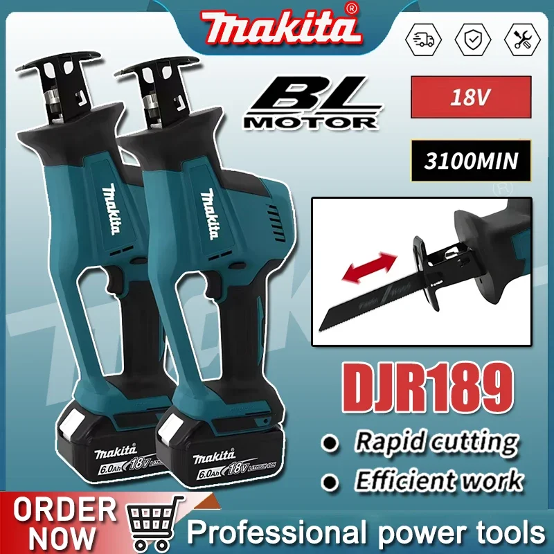 

Makita DJR189 Cordless Electric Reciprocating Saw Brushless Rechargeable Wood Metal Cutting Saw Portable Saw Power Tool 18V