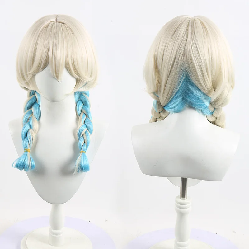 

Girls Braided ePastel Blonde & Sky Blue Ombre Cosplay Wig - Heat-Resistant Synthetic Wig Cap For Anime Game Costumes Comic Con