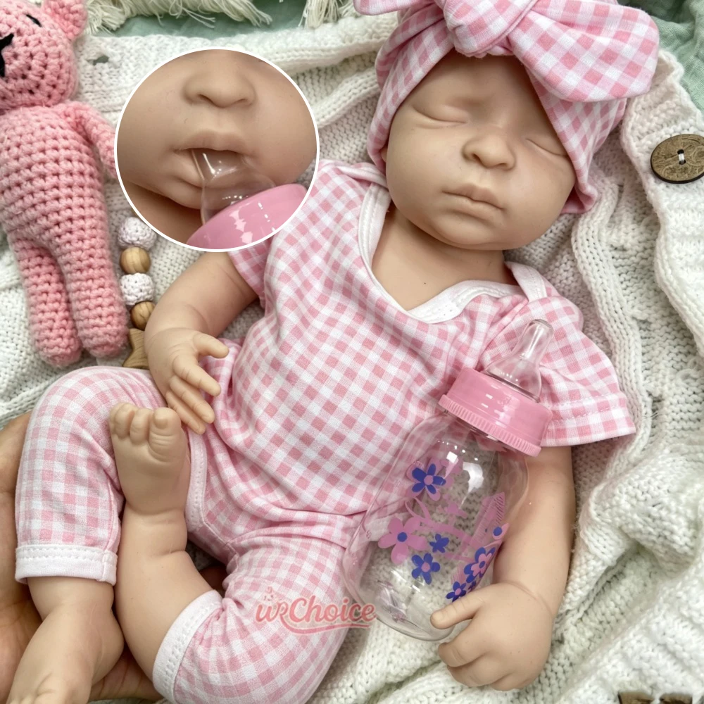 44cm Full Body Silicone Reborn Doll Anatomically Correct Realistic Hand-Painted Details Collectible Doll for Reborn Artists