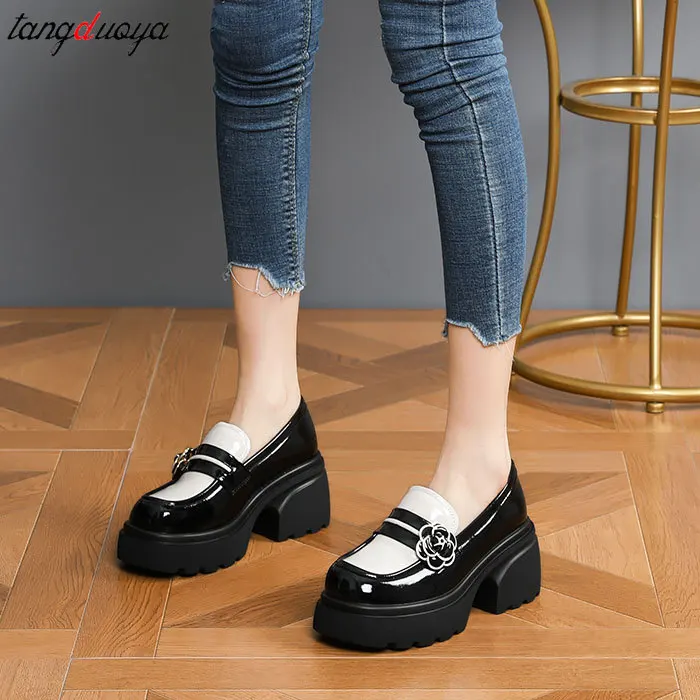 Luxury Designer Brand Mary Jane High Heels Women\'s Platform Loafers Gothic Black Single Shoes Women Japanese JK Uniform Shoes