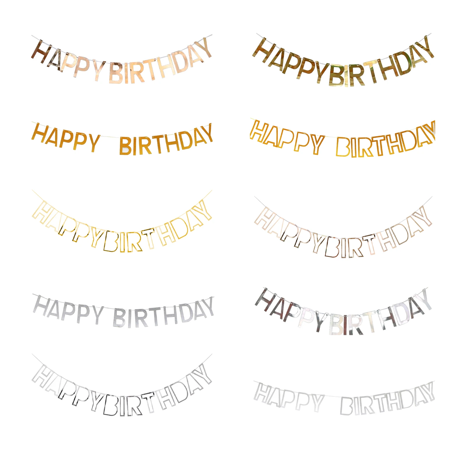 1pcs Set 16 4ft Gold Paper Card Birthday Decorations Happy Birthday Banner For Birthday Party Happy Birthday Sign Silver 16 4ft