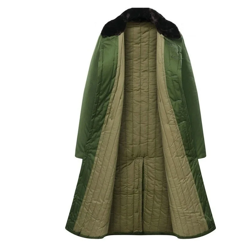 Military Coat Long Cotton Coat Military Green Cotton Coat Windproof Warm and Cold Resistant Work Clothes Winter