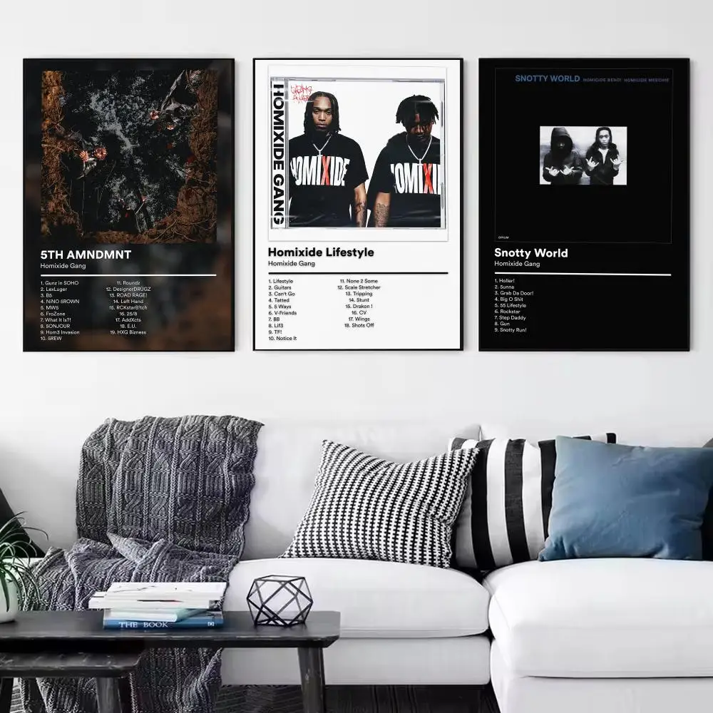 Underground Rap H-Homixide Gang Poster Modern Minimalist Wall Art Prints Poster Home Decor Interior Bedroom Living Room