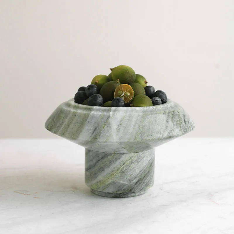 Modern European Luxury Green Marble Fruit Plate Small Living Room Coffee Table Entrance Table Ornaments Candy Bowl