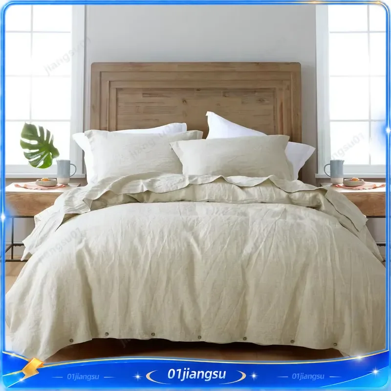 100% French Linen Duvet Cover Queen Size Natural Soft Breathable Bedding Set Comfortable Quilt Cover Healthy Home Textiles