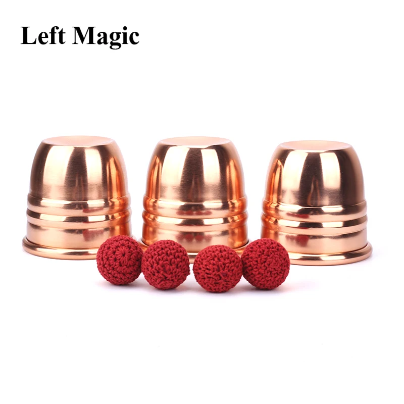 

Super Professional Brass Three Cups And Balls Copper Magic Tricks Magician Close Up Illusion Gimmick Props