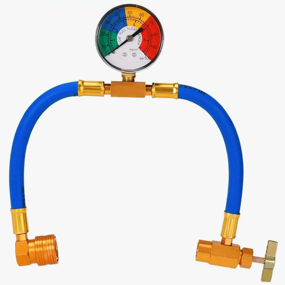 Kit  manguera  recarga  aire acondicionado automotriz R134a, núcleo  válvula  aire acondicionado  baja presión, cilindro R134a,