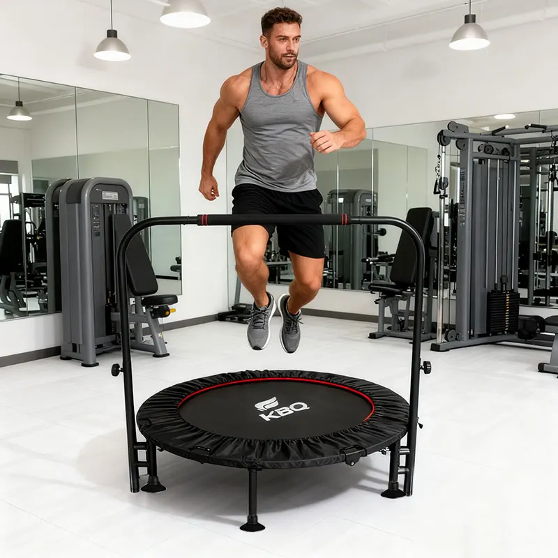 ترامبولين كبير للتدريب على اللياقة البدنية في الأماكن المغلقة/الخارجية مقاس 48 بوصة، مقبض قابل للتعديل، ترامبولين للياقة البدنية قابل للطي، سعة تحميل 661 رطلًا #2