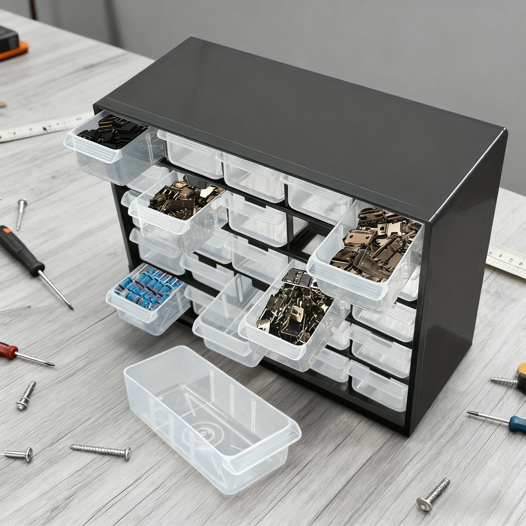 Multi-Grid Drawer Type Parts Box Wall-mounted Combined Component Tool Box Building Blocks Screw Storage Case Tool Organizer