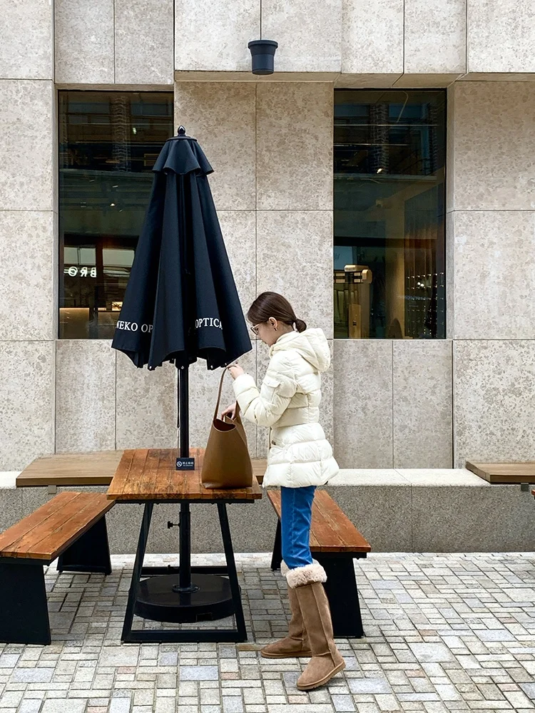 

Футболонепроницаемая ткань Zero Prure, удобная 90-белая куртка-пуховик, женская зимняя повседневная длинная ткань...