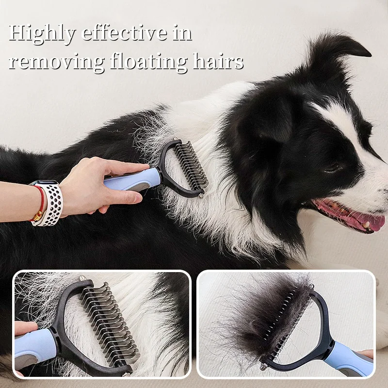 Professional Pet Deshedding Brush Dog Cat Comb Pet Fur Knot Cutter Grooming Shedding Tools Double sided Pet Hair Remover Comb