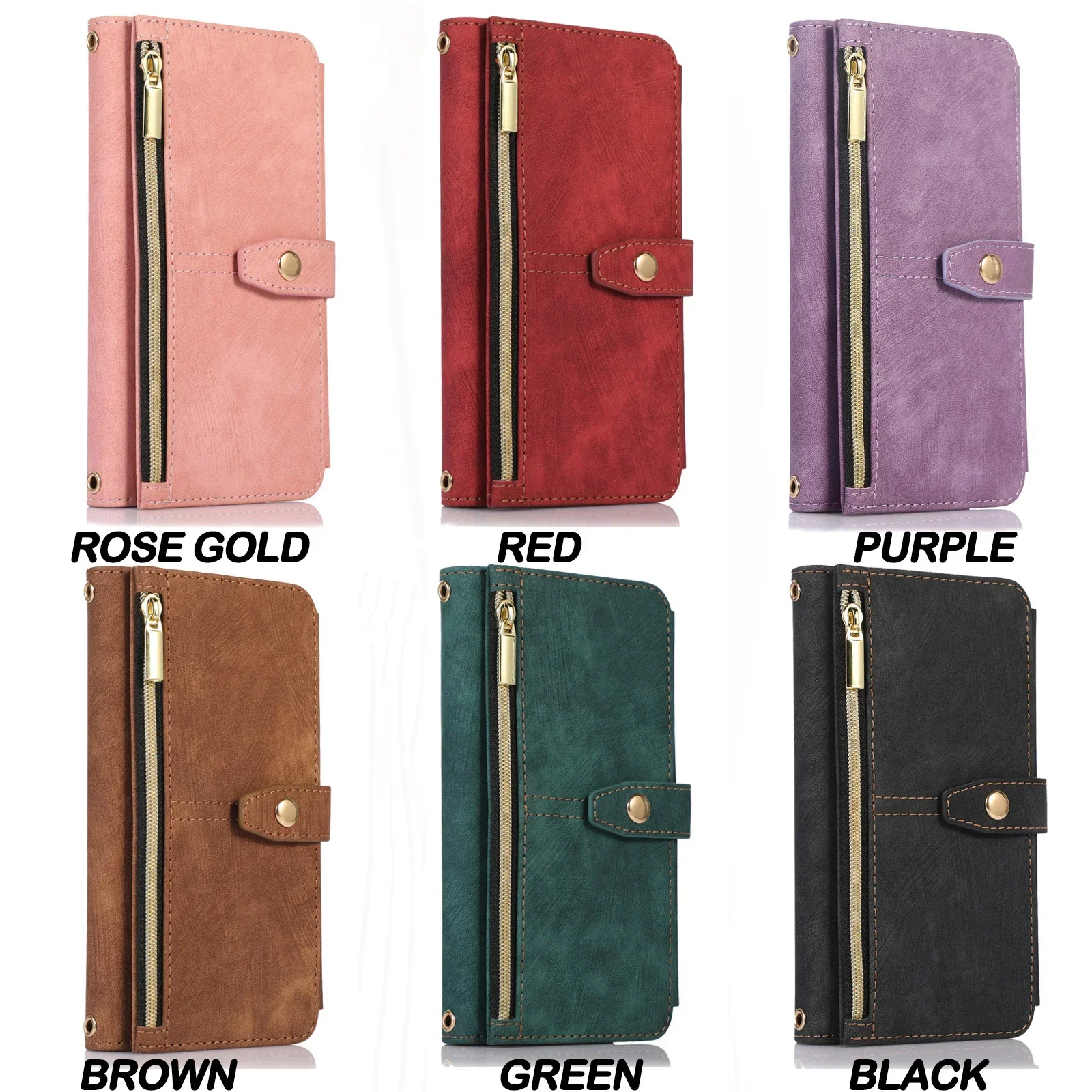 Handyhülle für Samsung Galaxy S23 S24 FE S25 S26 Ultra Edge Plus A16 A06 A26 A36 A56 A27 A37 A57 Cover Reißverschluss-Brieftasche Crossbody – Detail 1