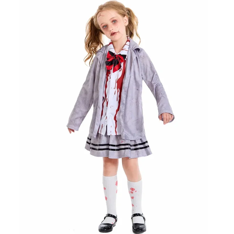 Zombie Schulmädchen Kostüm Jungen Vampir Kostüm Outfits beängstigend Halloween Kostüm für Kinder Zombie School Boy Outfits