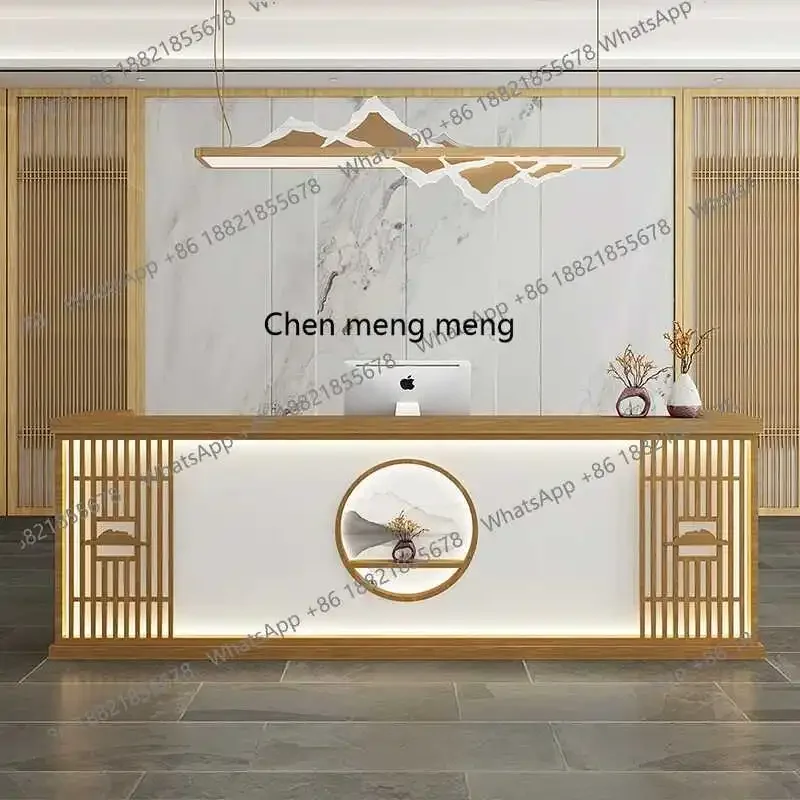 X188 الصينية فندق بار فندق مكتب الاستقبال B & B Caier حمام القدم متجر الخروج الصفحة مركز الصحة مكتب الاستقبال الخشب الصلب #3