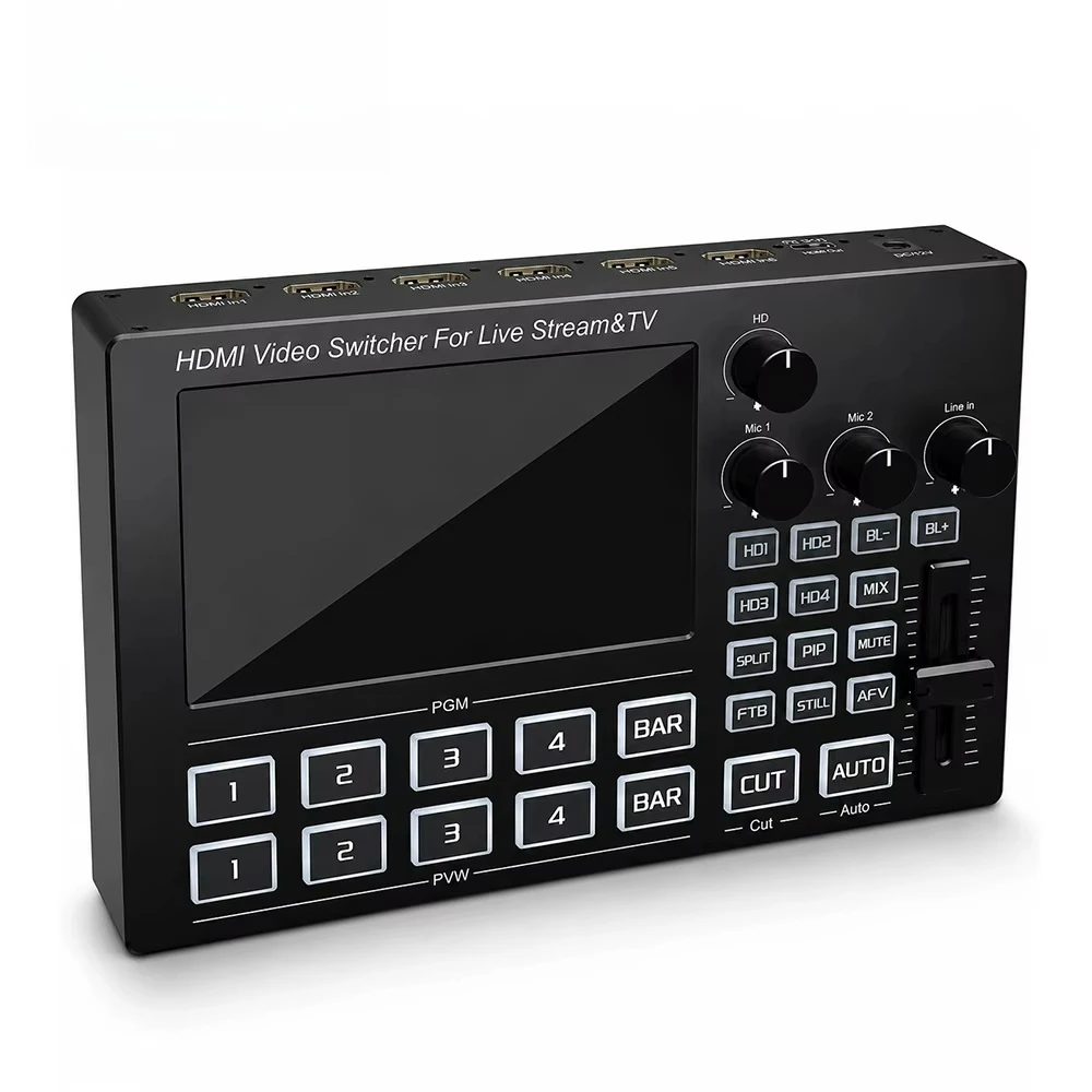 Professional 4 Port HDMI Switcher for Church Live Stream Video Mixer with 5
