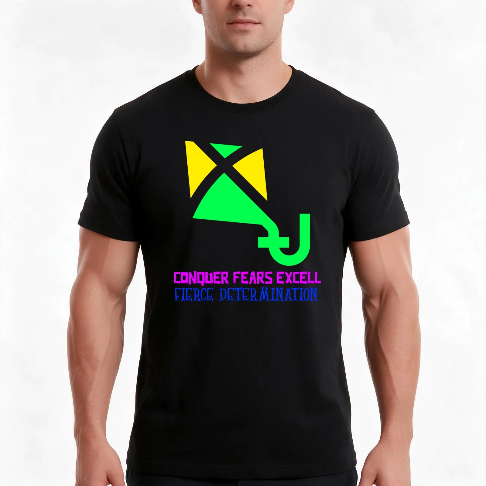 Conquer fears excels fierce determination T-Shirt, Summer Casual Cotton Tee, Oversized Streetwear Tops, Vintage Graphic Print