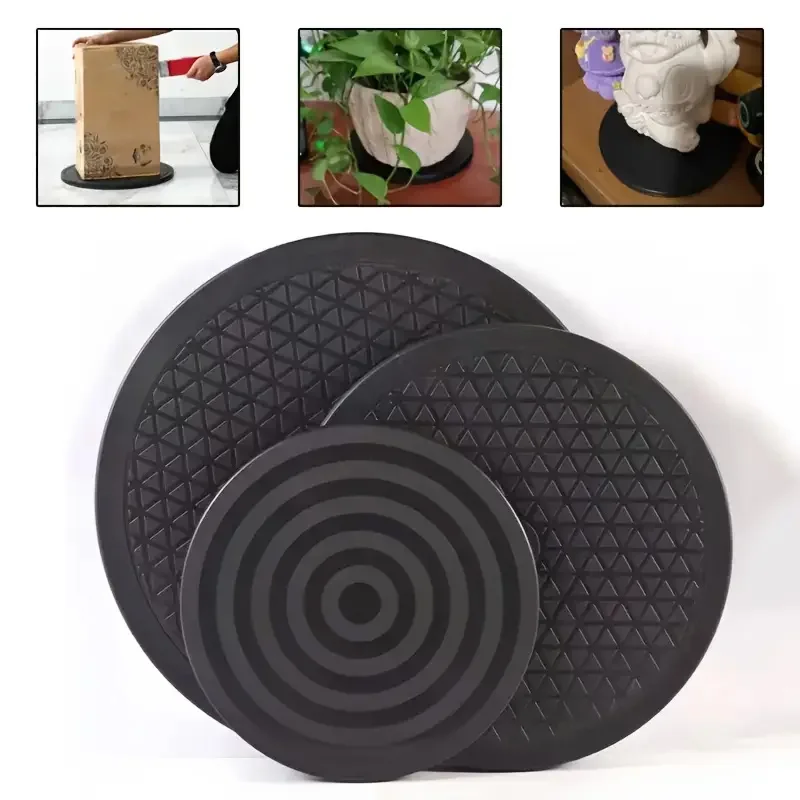 360-Degree Rotating Display Stand/Turntable, Black Plastic Rotating Tray, Kitchen Organizer Turntable, Home Storage