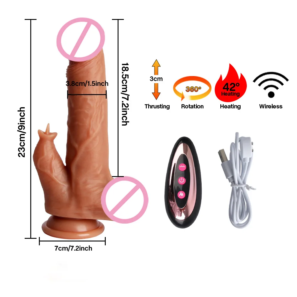 Dildo Vibrator Heating Telescopic Rotation Dildos Vibrators for Women Adult Liquid Silicone Realistic Penis Female Vibrating