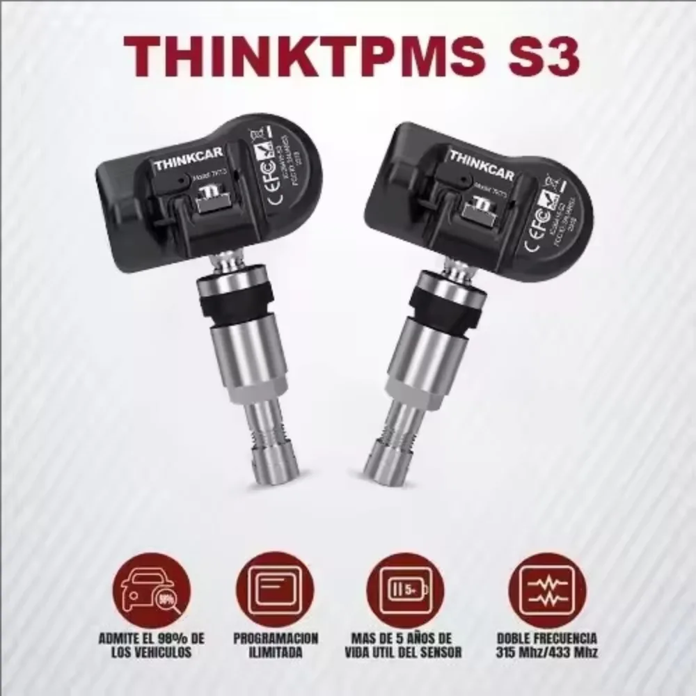 THINKCAR THINKTPMS S3 Rubber&Metal Car TPMS Tire Pressure Sensor 315/433MHz 2 in 1 Program Work with Thinkcar/Mucar TPMS Tool