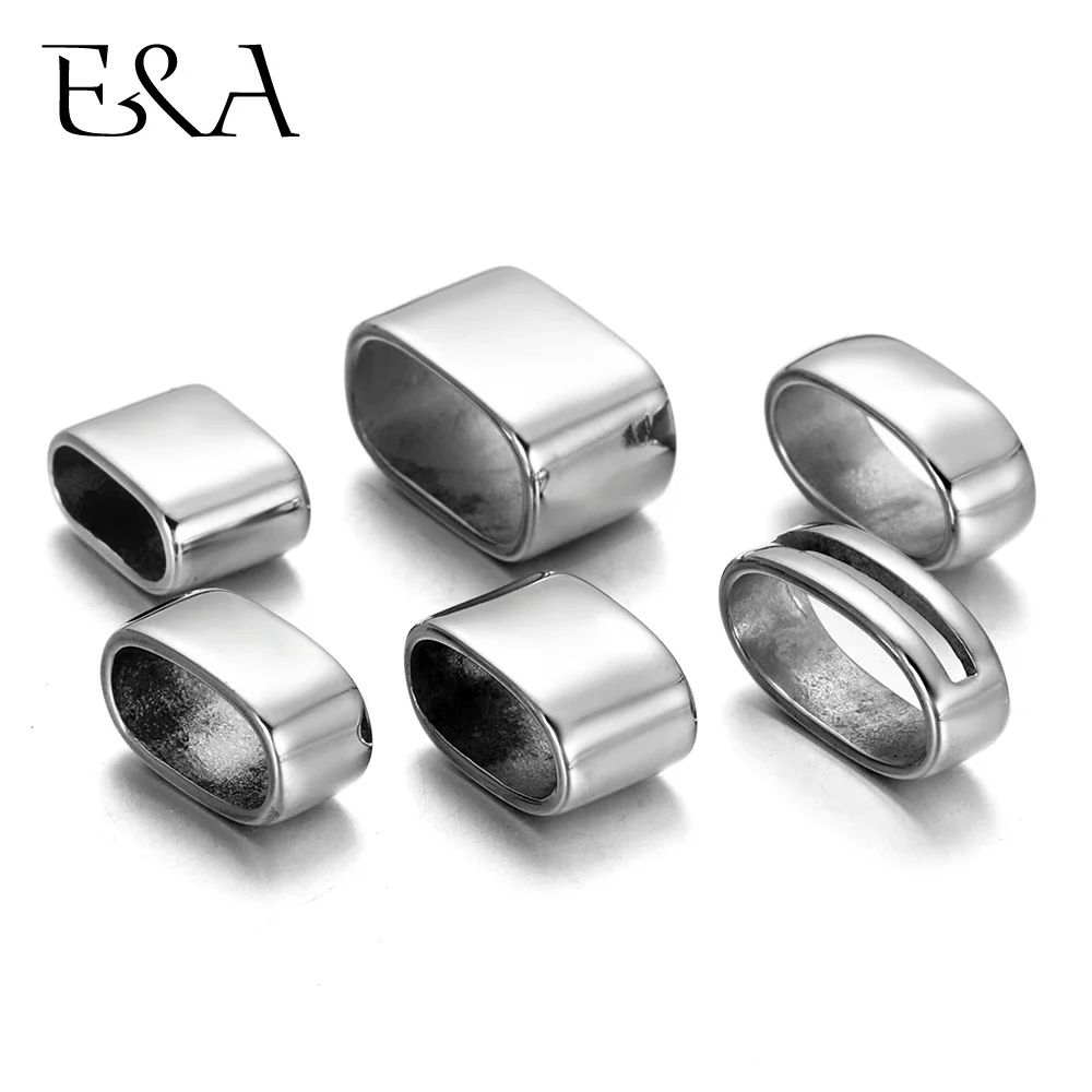 10pcs 316L Stainless Steel Large Hole Spacer Beads for Leather Cord Bracelet DIY Jewelry Making Men Slide Charms Accessories