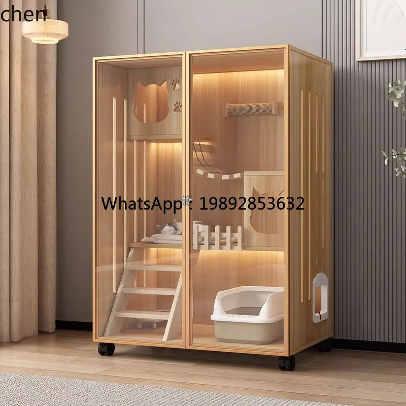 

solid wood cat house villa home indoor large free space big house