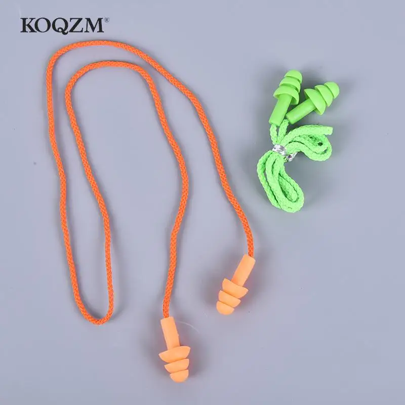 Soft Anti-Noise Ear Plug Waterproof Swimming Silicone Swim Earplugs For Adult Children Swimmers Diving With Rope