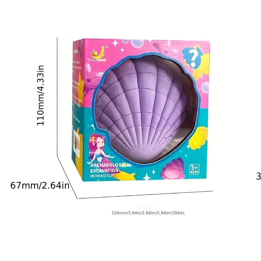 New Archaeological Ocean Mermaid Princess Blind Box Treasure Hunt: Dinosaur Excavation, Educational Science and Technology, Hands-On Exploration of Scientific Wonders, Surprise Treasure Gift, Dreamy Shell